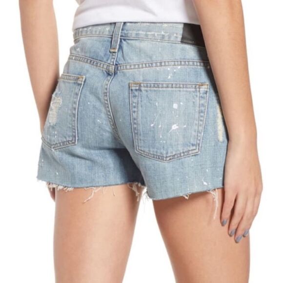 Rails Austin Blue Distressed Paint Splatter Denim Short Festival Concert Boho - Picture 2 of 16